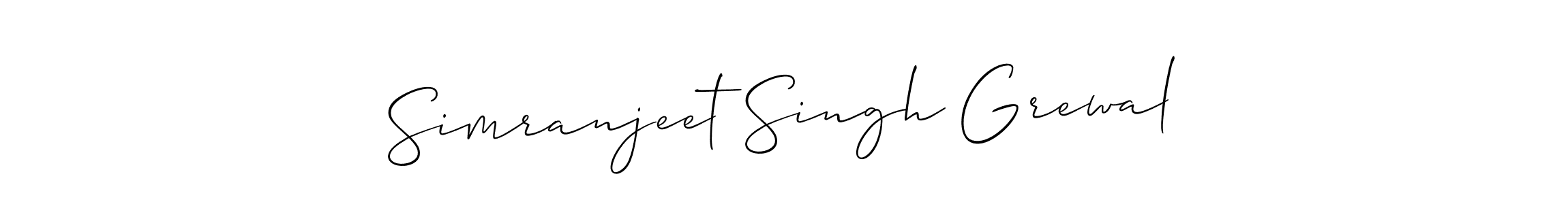 The best way (Allison_Script) to make a short signature is to pick only two or three words in your name. The name Simranjeet Singh Grewal include a total of six letters. For converting this name. Simranjeet Singh Grewal signature style 2 images and pictures png
