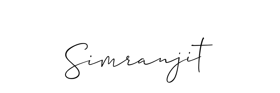 It looks lik you need a new signature style for name Simranjit. Design unique handwritten (Allison_Script) signature with our free signature maker in just a few clicks. Simranjit signature style 2 images and pictures png