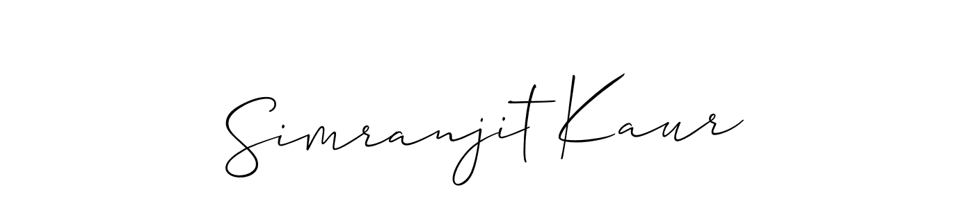 Create a beautiful signature design for name Simranjit Kaur. With this signature (Allison_Script) fonts, you can make a handwritten signature for free. Simranjit Kaur signature style 2 images and pictures png