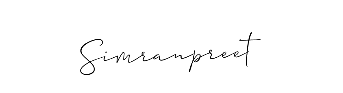 Design your own signature with our free online signature maker. With this signature software, you can create a handwritten (Allison_Script) signature for name Simranpreet. Simranpreet signature style 2 images and pictures png