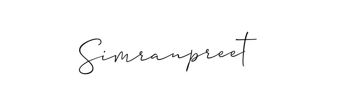 Also we have Simranpreet name is the best signature style. Create professional handwritten signature collection using Allison_Script autograph style. Simranpreet signature style 2 images and pictures png