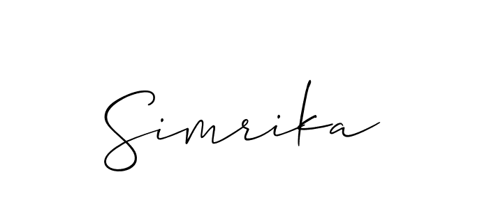 Also You can easily find your signature by using the search form. We will create Simrika name handwritten signature images for you free of cost using Allison_Script sign style. Simrika signature style 2 images and pictures png