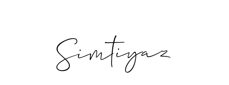 How to make Simtiyaz name signature. Use Allison_Script style for creating short signs online. This is the latest handwritten sign. Simtiyaz signature style 2 images and pictures png