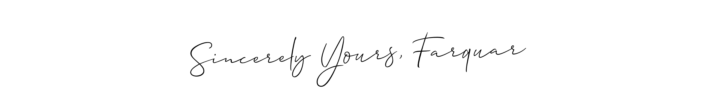 Allison_Script is a professional signature style that is perfect for those who want to add a touch of class to their signature. It is also a great choice for those who want to make their signature more unique. Get Sincerely Yours, Farquar name to fancy signature for free. Sincerely Yours, Farquar signature style 2 images and pictures png