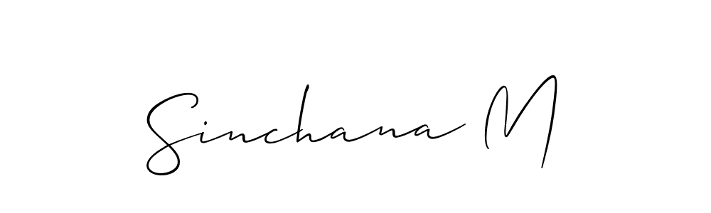 You should practise on your own different ways (Allison_Script) to write your name (Sinchana M) in signature. don't let someone else do it for you. Sinchana M signature style 2 images and pictures png