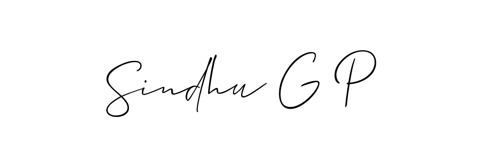 Use a signature maker to create a handwritten signature online. With this signature software, you can design (Allison_Script) your own signature for name Sindhu G P. Sindhu G P signature style 2 images and pictures png