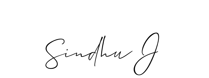 How to make Sindhu J name signature. Use Allison_Script style for creating short signs online. This is the latest handwritten sign. Sindhu J signature style 2 images and pictures png