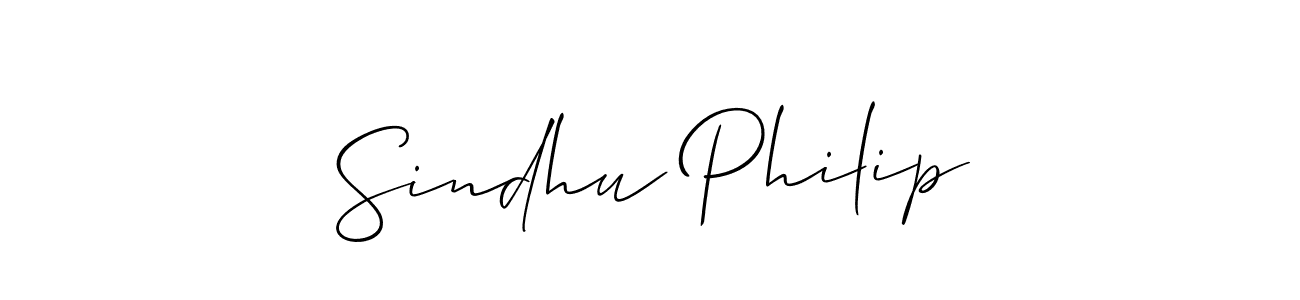 Make a beautiful signature design for name Sindhu Philip. With this signature (Allison_Script) style, you can create a handwritten signature for free. Sindhu Philip signature style 2 images and pictures png