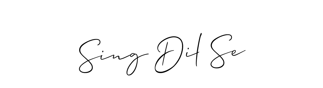 The best way (Allison_Script) to make a short signature is to pick only two or three words in your name. The name Sing Dil Se include a total of six letters. For converting this name. Sing Dil Se signature style 2 images and pictures png