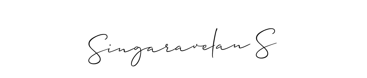 if you are searching for the best signature style for your name Singaravelan S. so please give up your signature search. here we have designed multiple signature styles  using Allison_Script. Singaravelan S signature style 2 images and pictures png