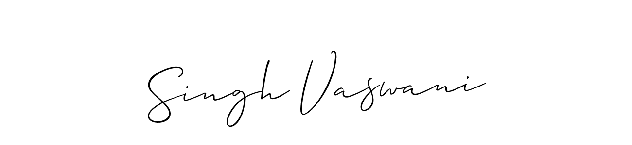 How to make Singh Vaswani signature? Allison_Script is a professional autograph style. Create handwritten signature for Singh Vaswani name. Singh Vaswani signature style 2 images and pictures png