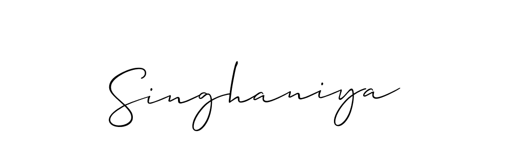 Also You can easily find your signature by using the search form. We will create Singhaniya name handwritten signature images for you free of cost using Allison_Script sign style. Singhaniya signature style 2 images and pictures png