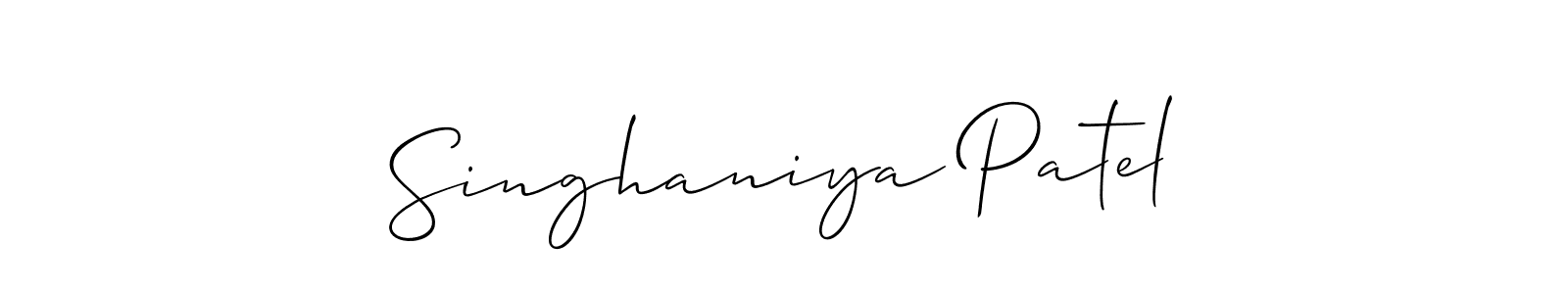 Also we have Singhaniya Patel name is the best signature style. Create professional handwritten signature collection using Allison_Script autograph style. Singhaniya Patel signature style 2 images and pictures png