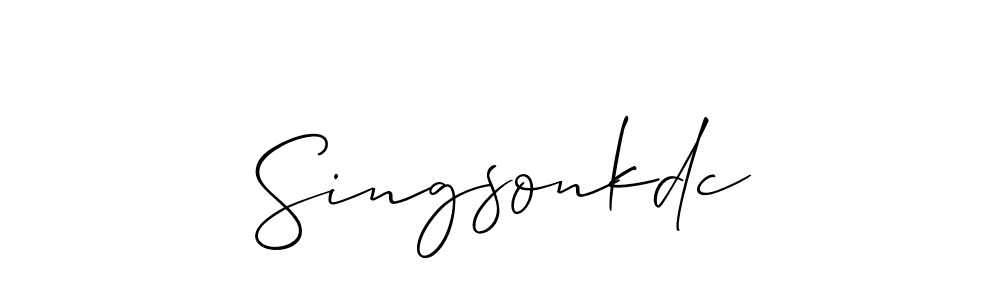 Allison_Script is a professional signature style that is perfect for those who want to add a touch of class to their signature. It is also a great choice for those who want to make their signature more unique. Get Singsonkdc name to fancy signature for free. Singsonkdc signature style 2 images and pictures png
