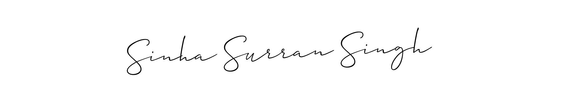 Create a beautiful signature design for name Sinha Surran Singh. With this signature (Allison_Script) fonts, you can make a handwritten signature for free. Sinha Surran Singh signature style 2 images and pictures png