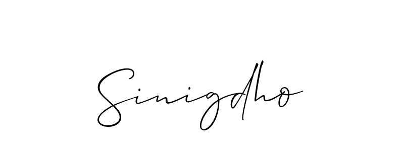 The best way (Allison_Script) to make a short signature is to pick only two or three words in your name. The name Sinigdho include a total of six letters. For converting this name. Sinigdho signature style 2 images and pictures png