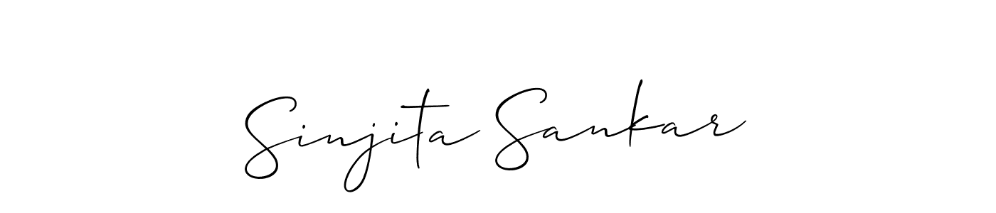 The best way (Allison_Script) to make a short signature is to pick only two or three words in your name. The name Sinjita Sankar include a total of six letters. For converting this name. Sinjita Sankar signature style 2 images and pictures png