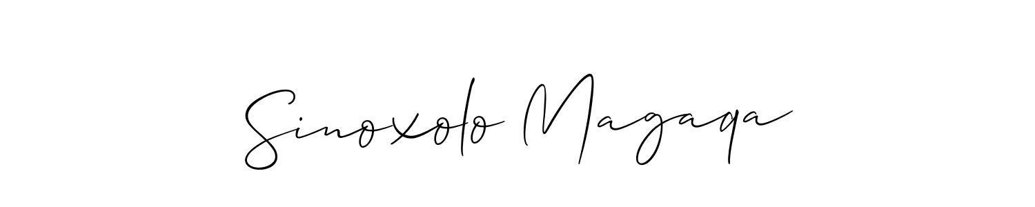 if you are searching for the best signature style for your name Sinoxolo Magaqa. so please give up your signature search. here we have designed multiple signature styles  using Allison_Script. Sinoxolo Magaqa signature style 2 images and pictures png