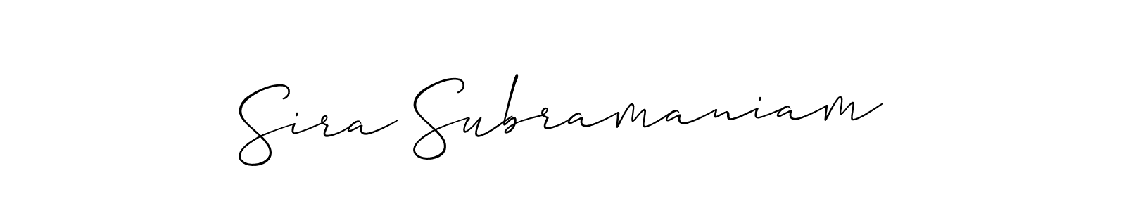 How to make Sira Subramaniam name signature. Use Allison_Script style for creating short signs online. This is the latest handwritten sign. Sira Subramaniam signature style 2 images and pictures png