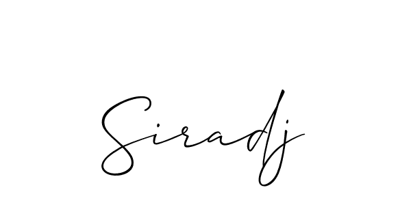 Make a beautiful signature design for name Siradj. With this signature (Allison_Script) style, you can create a handwritten signature for free. Siradj signature style 2 images and pictures png