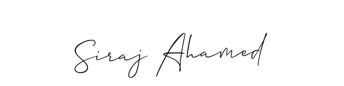 Siraj Ahamed stylish signature style. Best Handwritten Sign (Allison_Script) for my name. Handwritten Signature Collection Ideas for my name Siraj Ahamed. Siraj Ahamed signature style 2 images and pictures png