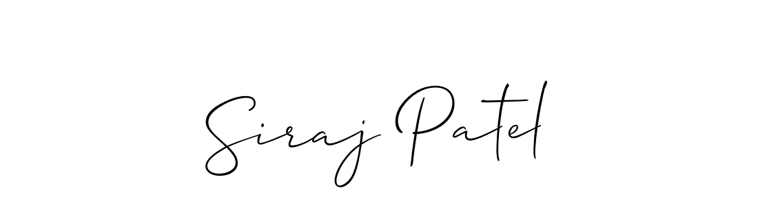 How to make Siraj Patel name signature. Use Allison_Script style for creating short signs online. This is the latest handwritten sign. Siraj Patel signature style 2 images and pictures png