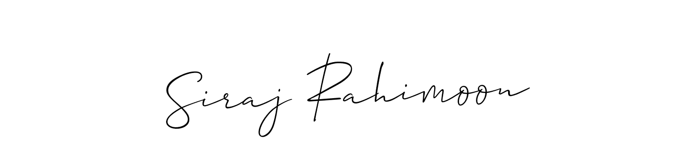 How to make Siraj Rahimoon name signature. Use Allison_Script style for creating short signs online. This is the latest handwritten sign. Siraj Rahimoon signature style 2 images and pictures png
