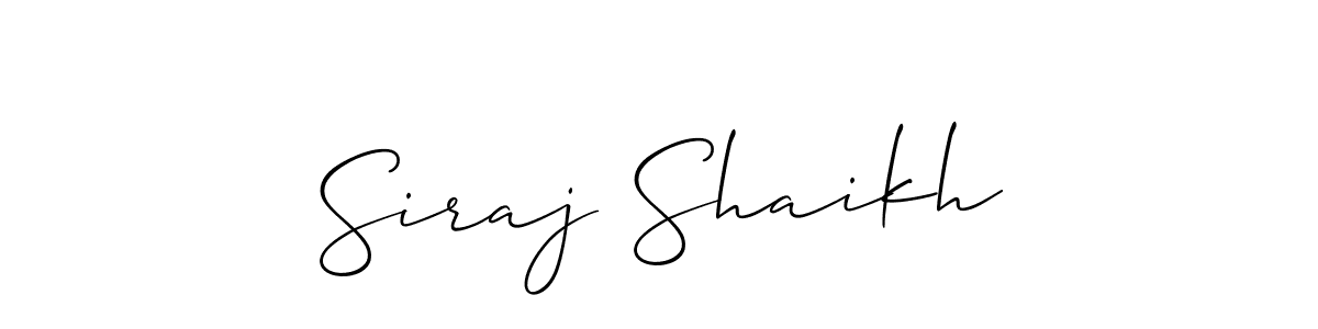 Use a signature maker to create a handwritten signature online. With this signature software, you can design (Allison_Script) your own signature for name Siraj Shaikh. Siraj Shaikh signature style 2 images and pictures png
