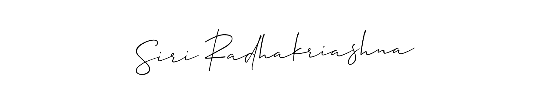 Also we have Siri Radhakriashna name is the best signature style. Create professional handwritten signature collection using Allison_Script autograph style. Siri Radhakriashna signature style 2 images and pictures png