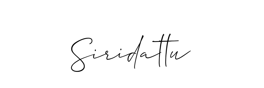 Create a beautiful signature design for name Siridattu. With this signature (Allison_Script) fonts, you can make a handwritten signature for free. Siridattu signature style 2 images and pictures png