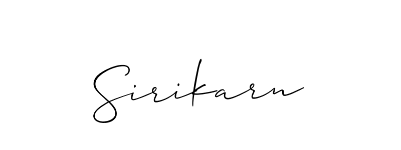 Design your own signature with our free online signature maker. With this signature software, you can create a handwritten (Allison_Script) signature for name Sirikarn. Sirikarn signature style 2 images and pictures png