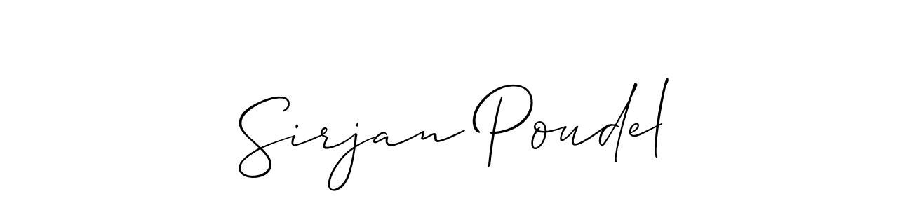 Make a beautiful signature design for name Sirjan Poudel. With this signature (Allison_Script) style, you can create a handwritten signature for free. Sirjan Poudel signature style 2 images and pictures png