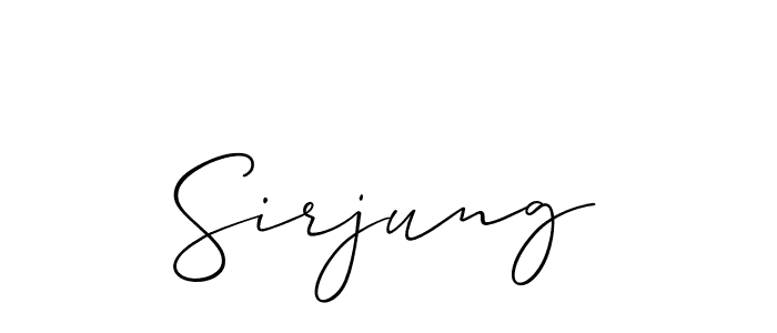 The best way (Allison_Script) to make a short signature is to pick only two or three words in your name. The name Sirjung include a total of six letters. For converting this name. Sirjung signature style 2 images and pictures png