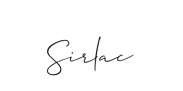 Use a signature maker to create a handwritten signature online. With this signature software, you can design (Allison_Script) your own signature for name Sirlac. Sirlac signature style 2 images and pictures png