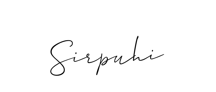 Make a beautiful signature design for name Sirpuhi. With this signature (Allison_Script) style, you can create a handwritten signature for free. Sirpuhi signature style 2 images and pictures png