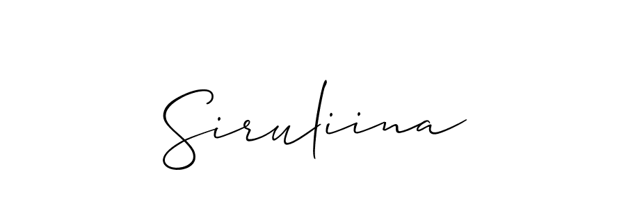 Create a beautiful signature design for name Siruliina. With this signature (Allison_Script) fonts, you can make a handwritten signature for free. Siruliina signature style 2 images and pictures png