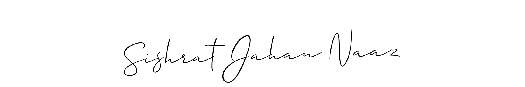 You should practise on your own different ways (Allison_Script) to write your name (Sishrat Jahan Naaz) in signature. don't let someone else do it for you. Sishrat Jahan Naaz signature style 2 images and pictures png
