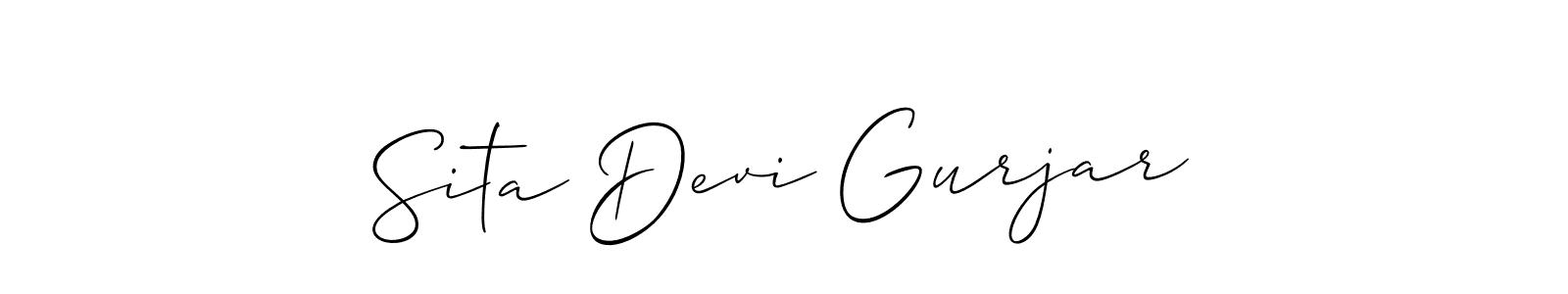 How to make Sita Devi Gurjar name signature. Use Allison_Script style for creating short signs online. This is the latest handwritten sign. Sita Devi Gurjar signature style 2 images and pictures png