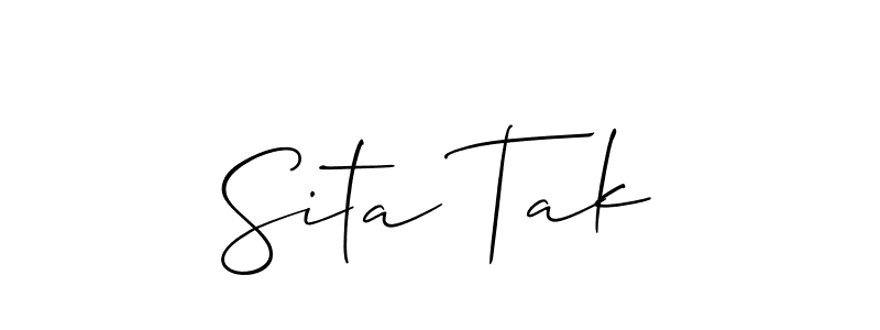 Check out images of Autograph of Sita Tak name. Actor Sita Tak Signature Style. Allison_Script is a professional sign style online. Sita Tak signature style 2 images and pictures png