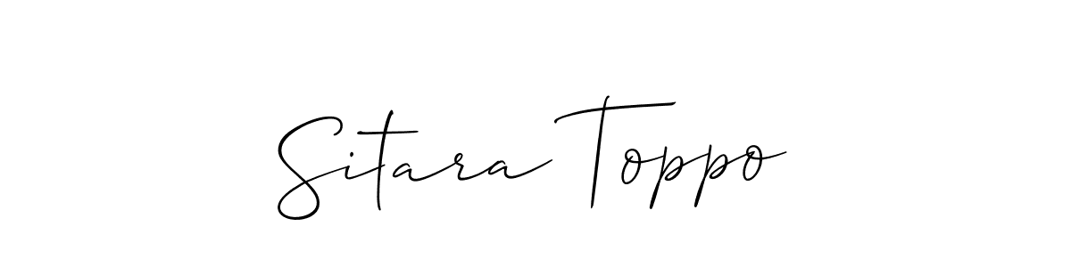 Also we have Sitara Toppo name is the best signature style. Create professional handwritten signature collection using Allison_Script autograph style. Sitara Toppo signature style 2 images and pictures png