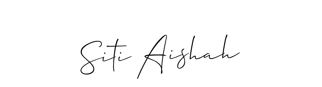 Make a beautiful signature design for name Siti Aishah. With this signature (Allison_Script) style, you can create a handwritten signature for free. Siti Aishah signature style 2 images and pictures png
