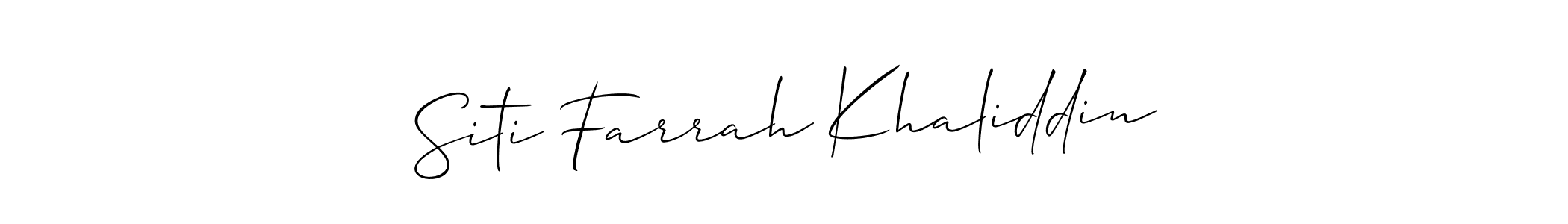 Make a short Siti Farrah Khaliddin signature style. Manage your documents anywhere anytime using Allison_Script. Create and add eSignatures, submit forms, share and send files easily. Siti Farrah Khaliddin signature style 2 images and pictures png