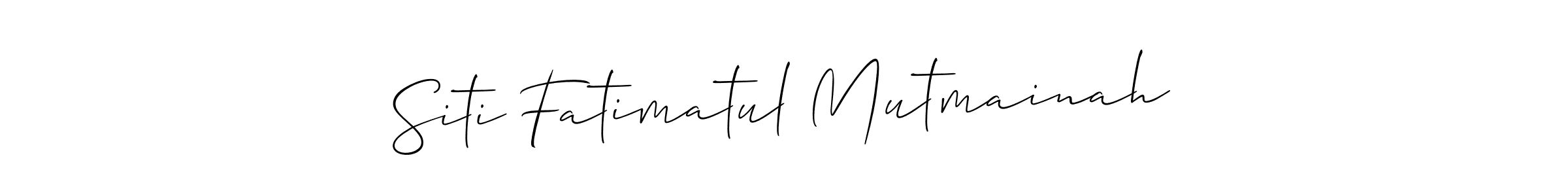 The best way (Allison_Script) to make a short signature is to pick only two or three words in your name. The name Siti Fatimatul Mutmainah include a total of six letters. For converting this name. Siti Fatimatul Mutmainah signature style 2 images and pictures png