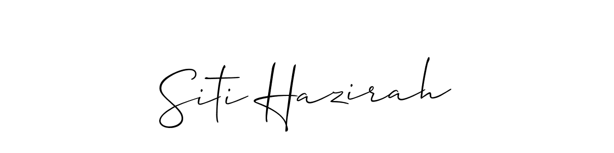 The best way (Allison_Script) to make a short signature is to pick only two or three words in your name. The name Siti Hazirah include a total of six letters. For converting this name. Siti Hazirah signature style 2 images and pictures png