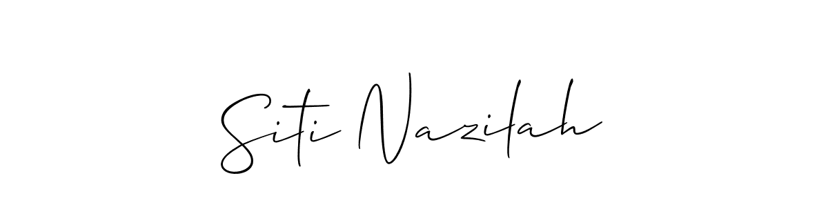 if you are searching for the best signature style for your name Siti Nazilah. so please give up your signature search. here we have designed multiple signature styles  using Allison_Script. Siti Nazilah signature style 2 images and pictures png