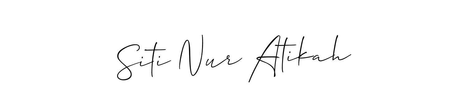 It looks lik you need a new signature style for name Siti Nur Atikah. Design unique handwritten (Allison_Script) signature with our free signature maker in just a few clicks. Siti Nur Atikah signature style 2 images and pictures png