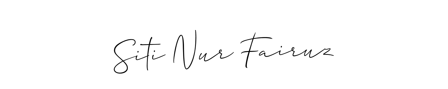 Make a beautiful signature design for name Siti Nur Fairuz. With this signature (Allison_Script) style, you can create a handwritten signature for free. Siti Nur Fairuz signature style 2 images and pictures png