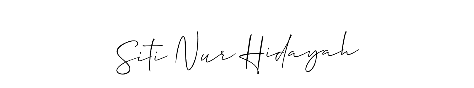 This is the best signature style for the Siti Nur Hidayah name. Also you like these signature font (Allison_Script). Mix name signature. Siti Nur Hidayah signature style 2 images and pictures png
