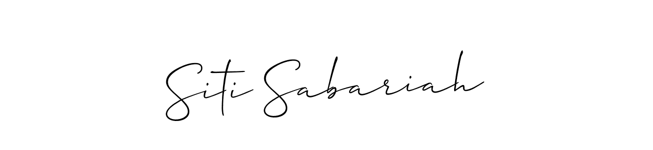 The best way (Allison_Script) to make a short signature is to pick only two or three words in your name. The name Siti Sabariah include a total of six letters. For converting this name. Siti Sabariah signature style 2 images and pictures png