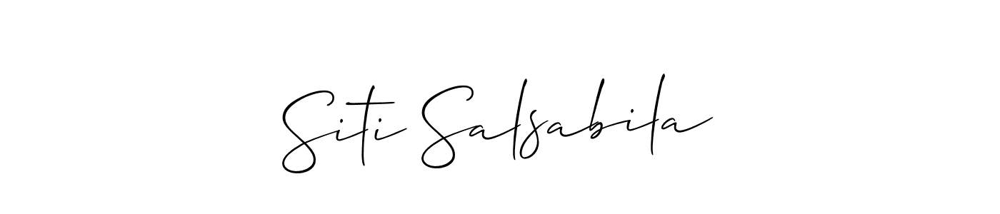 Make a beautiful signature design for name Siti Salsabila. With this signature (Allison_Script) style, you can create a handwritten signature for free. Siti Salsabila signature style 2 images and pictures png